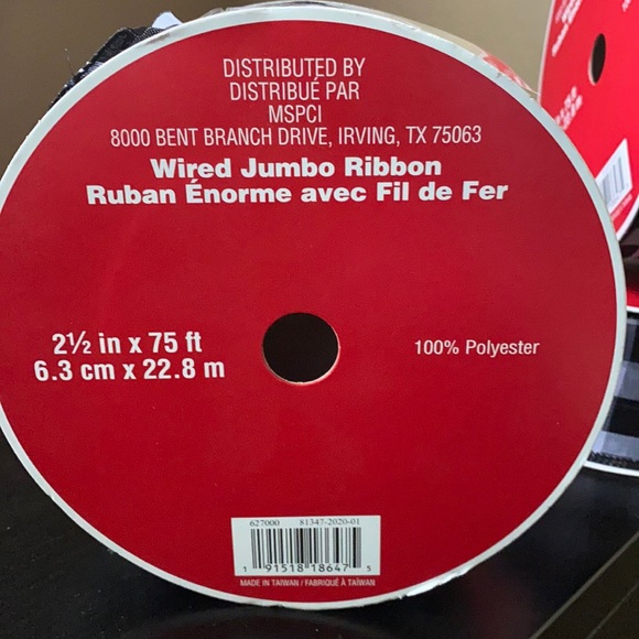 3 Wired Jumbo Ribbon 2.5” white and black pattern farmhouse buffalo - Picture 9 of 16